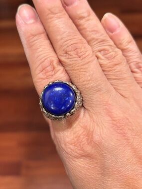 Bold Lapis Blue sterling silver Statement Ring